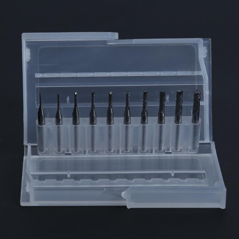 10Pcs/Box 1/8 Inch 0.8-3.17mm PCB Engraving Cutter Rotary CNC End Mill