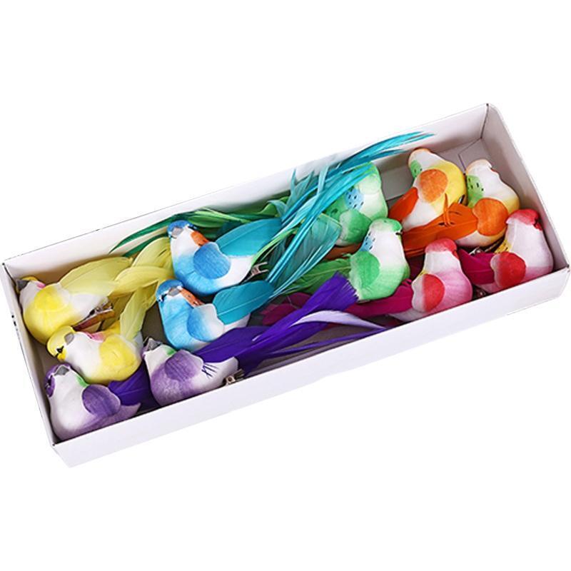 12 Pieces Simulation Foam Birds Exquisite Birds Ornament with Clips for Garden