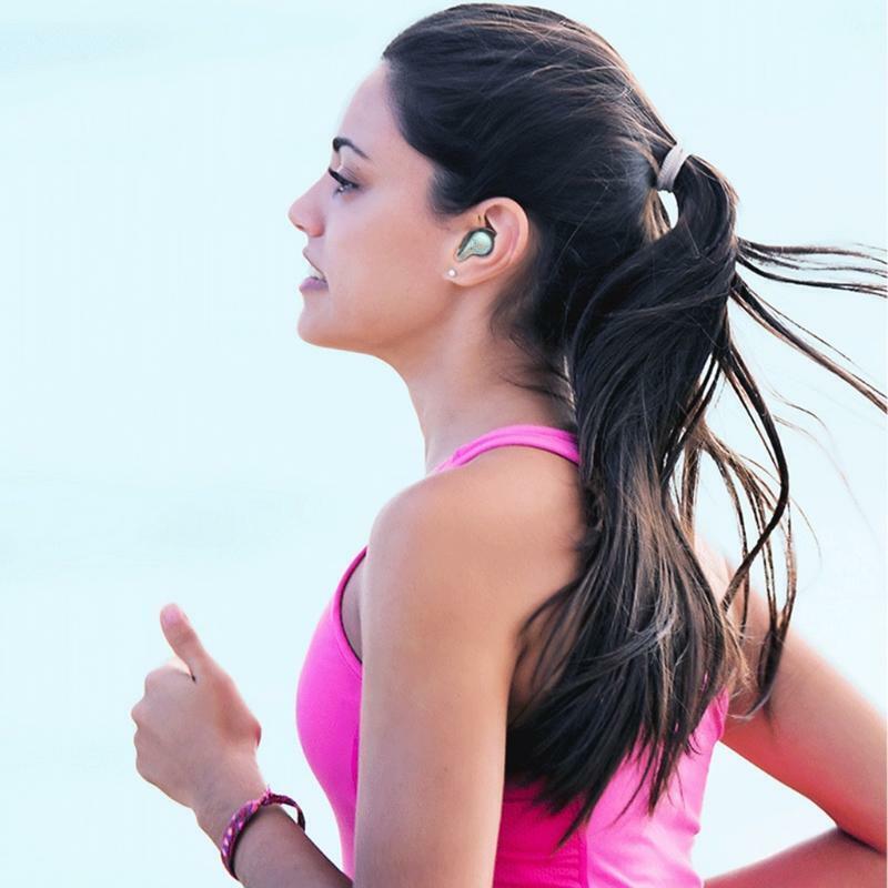 Rechargeable Li-Battery Bluetooth-compatible Earphone LED Display Mirro Screen