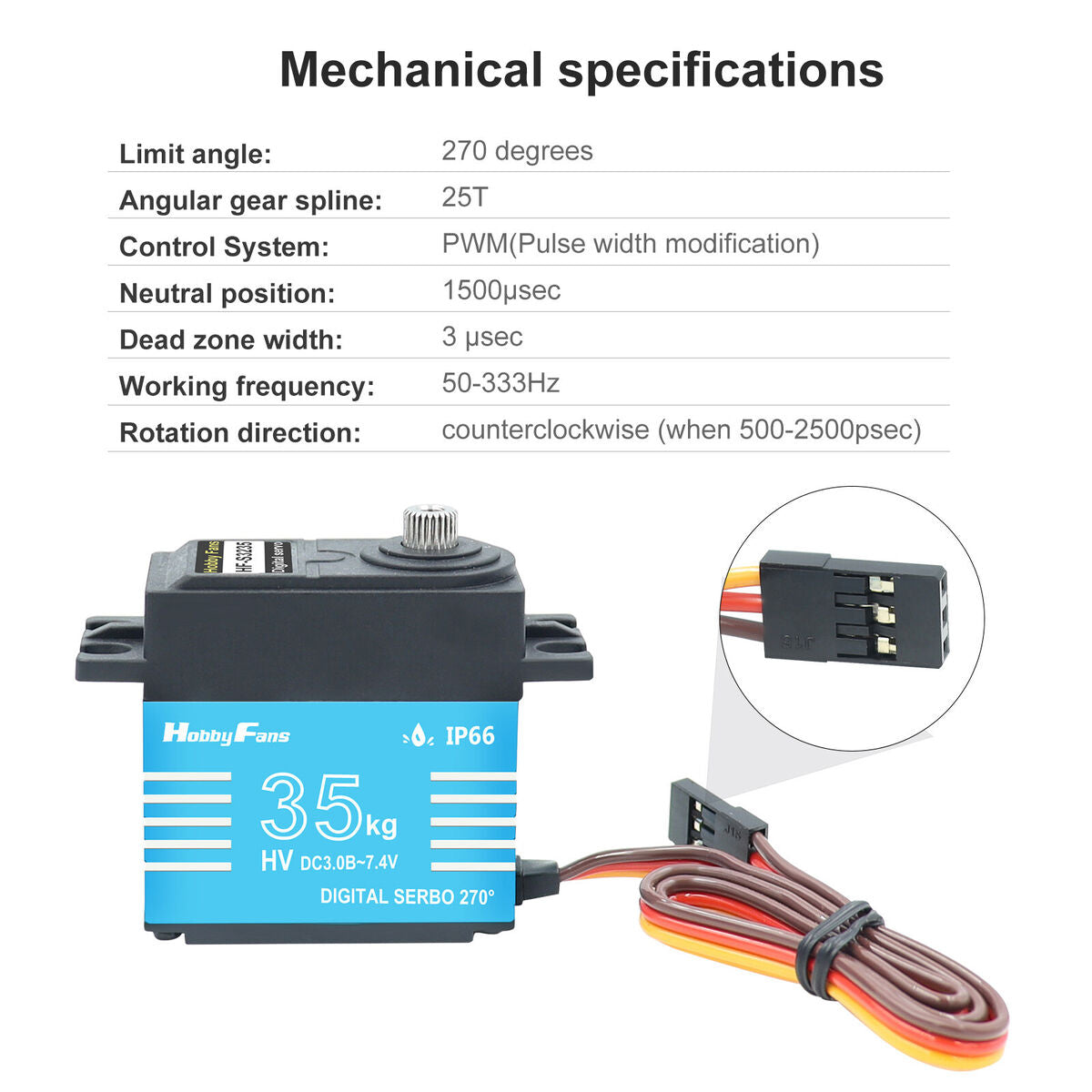 Waterproof 35kg Digital Servo 25T Arm Kits for 1/10 1/8 RC Crawler Car Blue