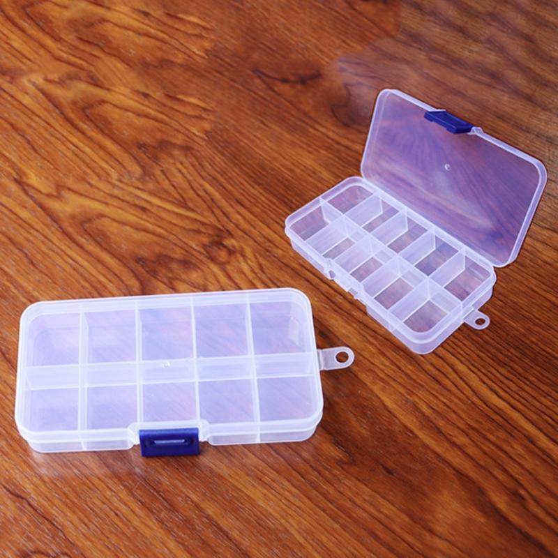 10 Grids Adjustable Plastic Storage Box Transparent Bead Rings Jewelry Display