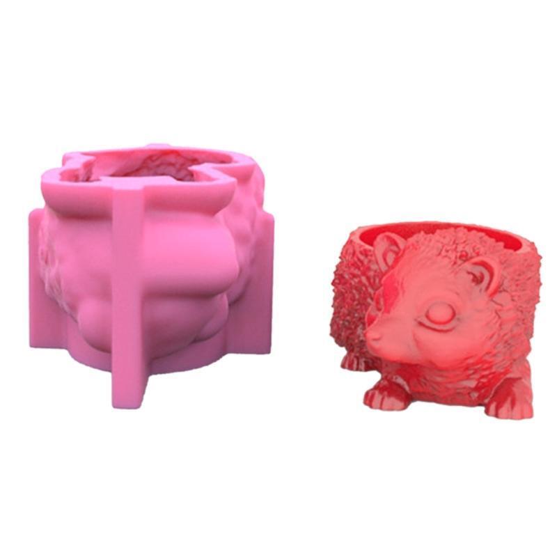 Hedgehog Flower Pot Cement Silicone Mold Concrete Clay Succulent Planter Mold