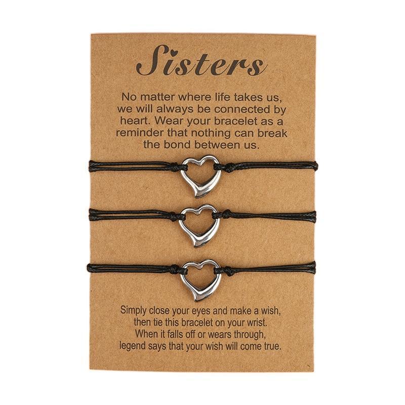 Sisters Friendship Stainless Steel Card Bracelet Set Best Friend Jewelry Gift