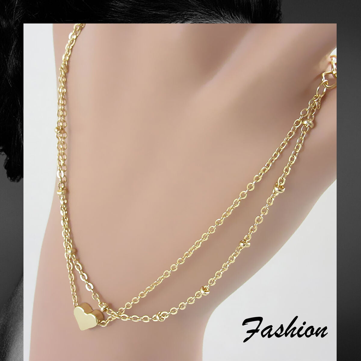 Layered Anklet - Double Foot Ankle Chain Bracelet for Women Girls Heart