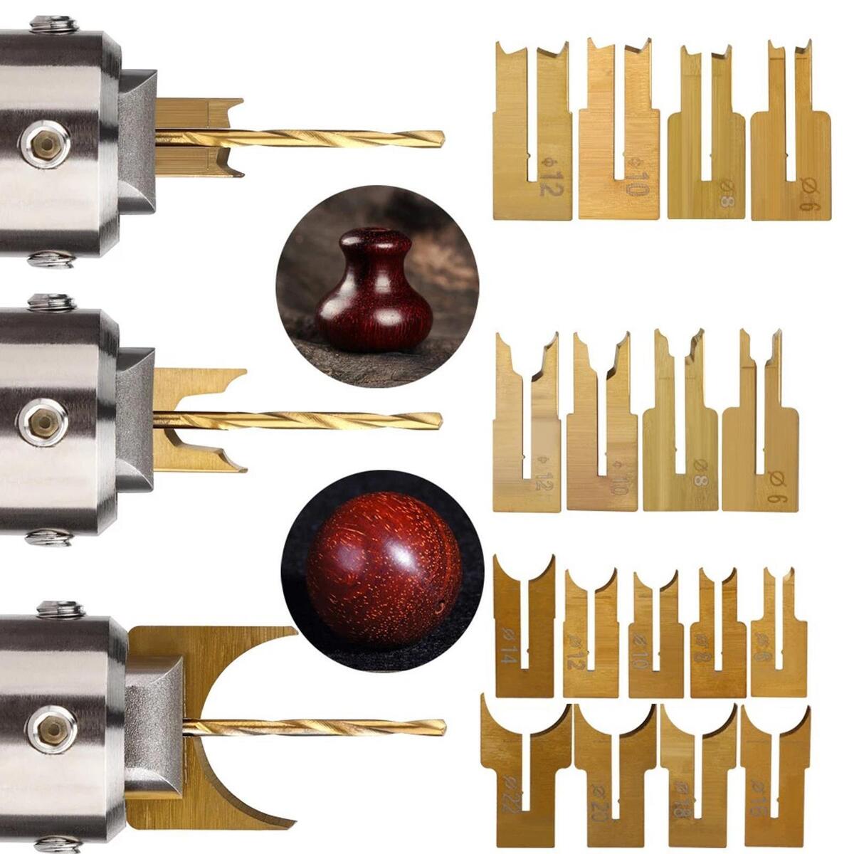 52Pcs Wooden  Drill  Spherical Buddha  6mm-22mm with Case