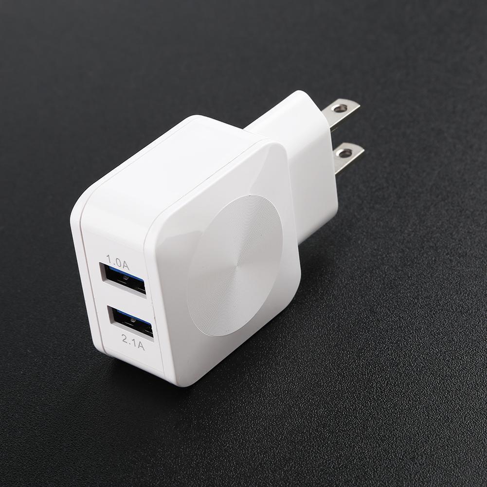 Travel 5V 2.1A 1A Dual Ports USB Wall Charger Charging Adapter US (White)