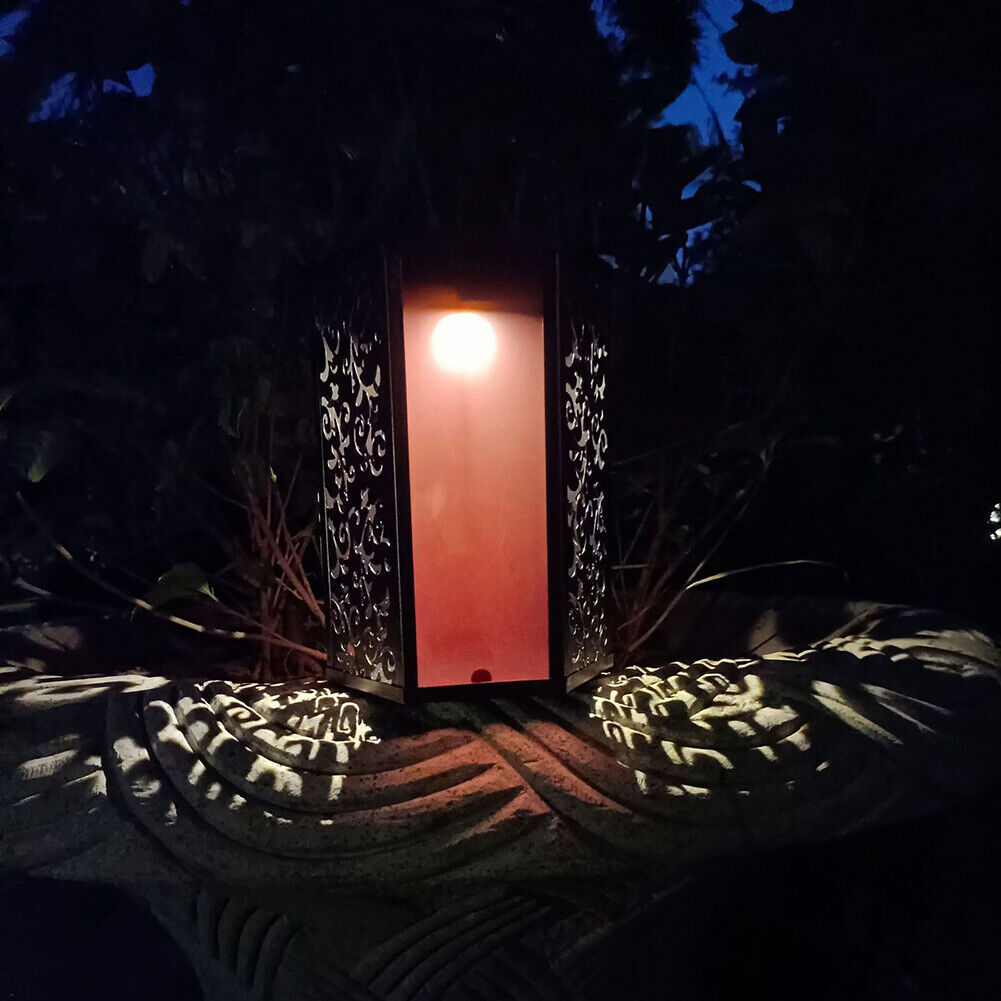 Solar Wrought Iron Hollow Auspicious Cloud Pattern LED Garden Hanging Light