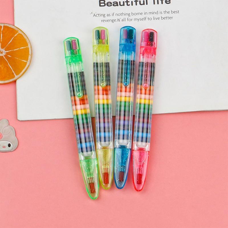 20 in 1 Stackable Crayons Colorful Glitter Stacking Crayons Portable for Student
