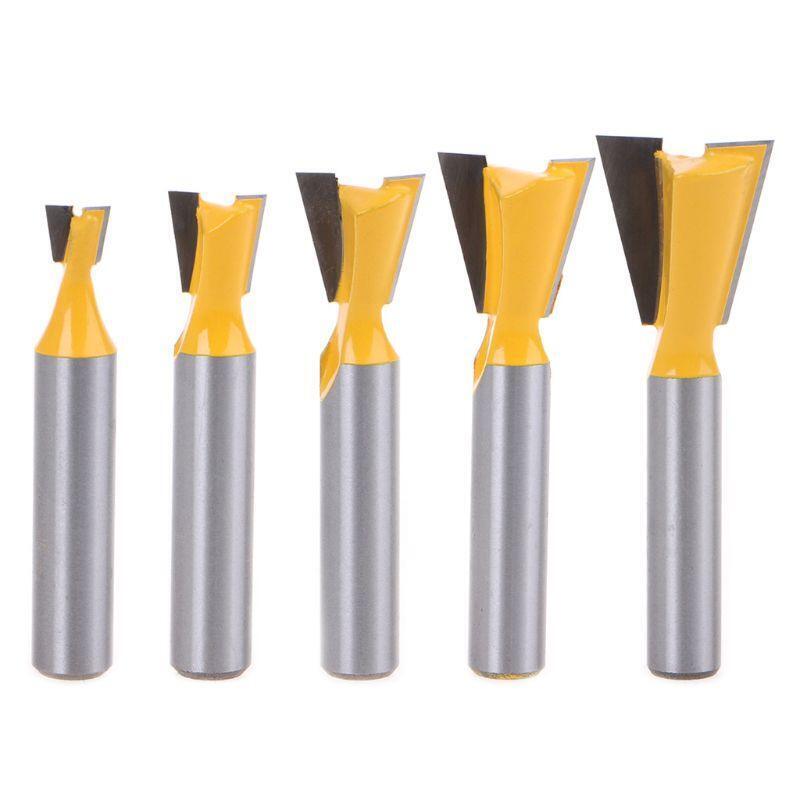 5pcs/set 8mm Shank 14 Degree Grade Industrial Rod Dovetail Router Bit Swallow