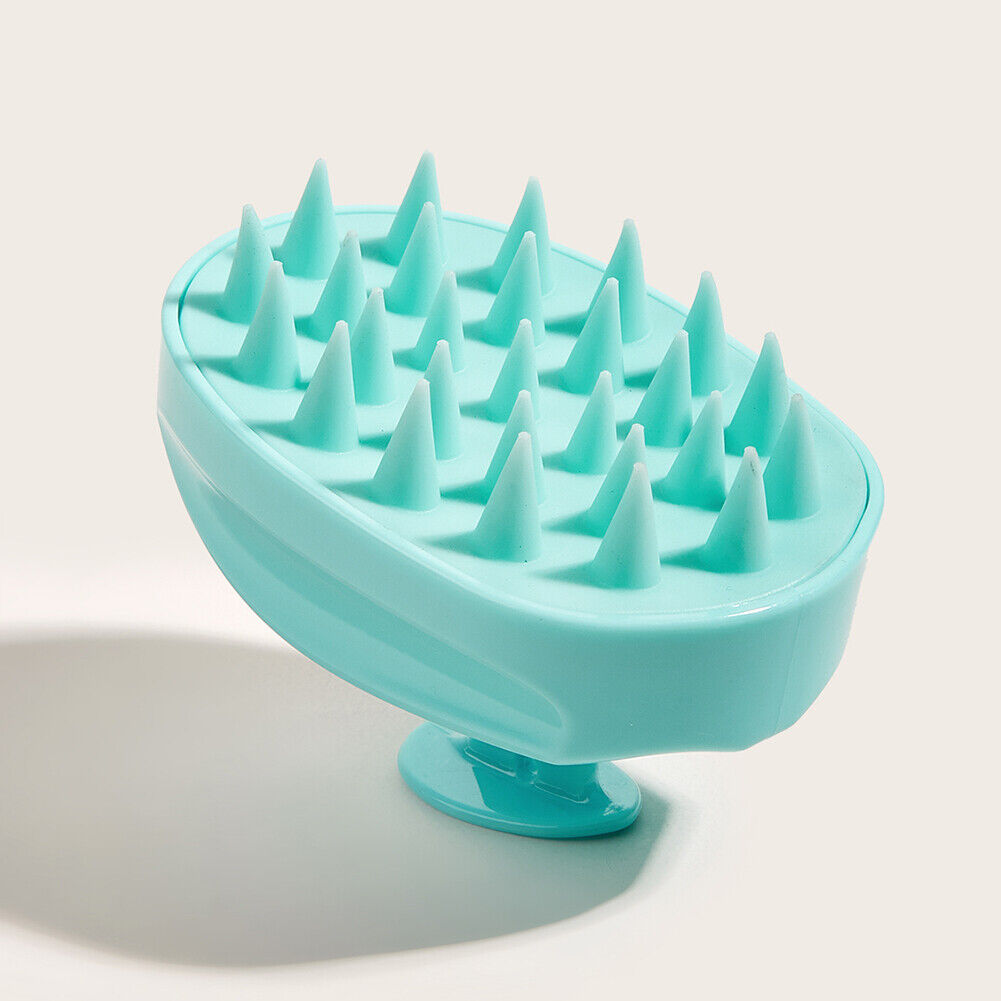 Silicone Head Smooth Hair Massage Brush Bath Scalp Stimulate (Lake Blue)