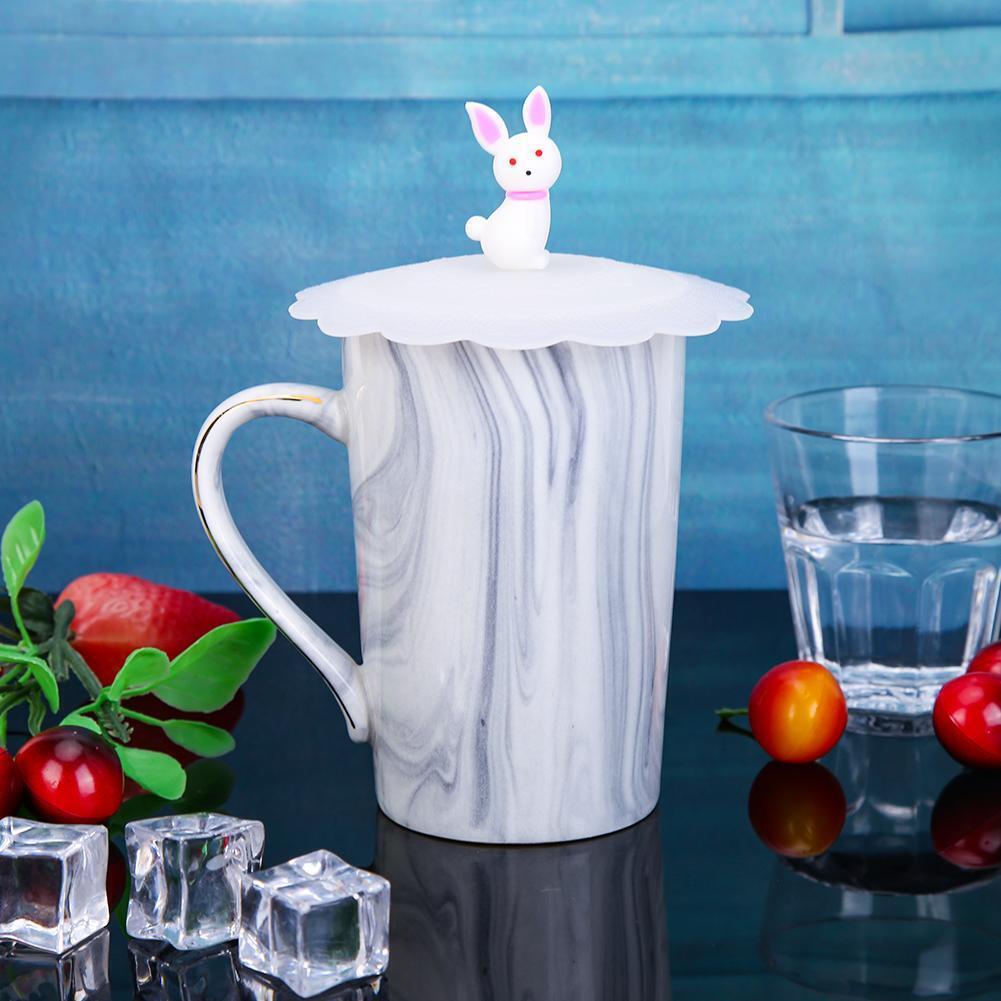 Transparent Silicone Leakproof Cup Cover Heat Resistant Sealed (Rabbit)