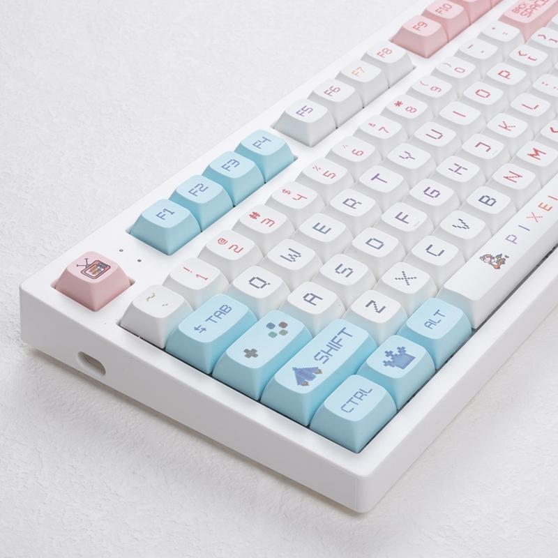 125Pcs Pixel War Key Cap Dye Subb Keycaps Set for Cherry MX Mechanical Keyboard