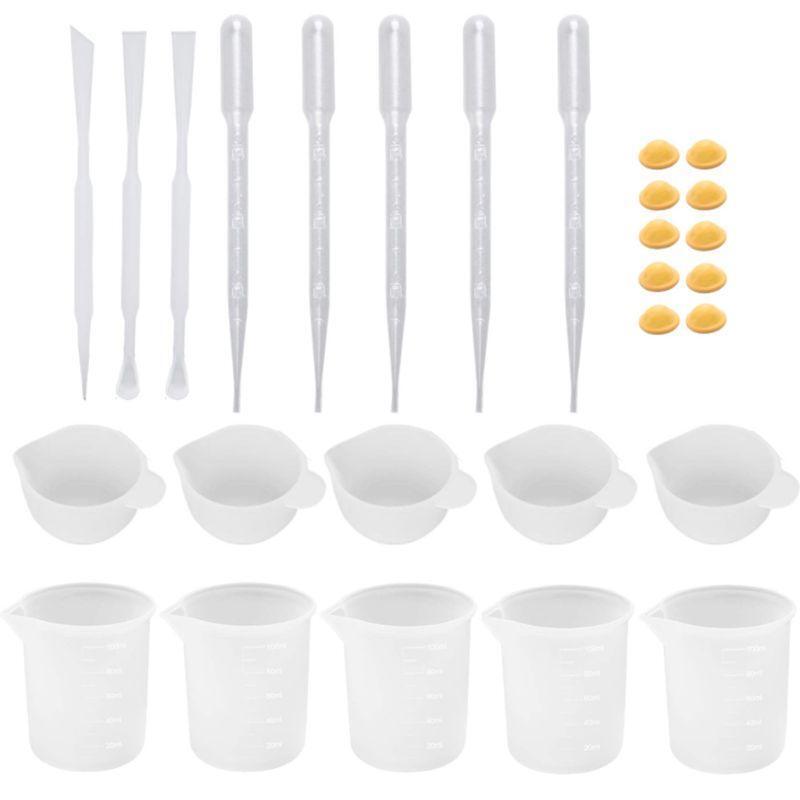 Silicone Mixing Cup Mold Material Tool Set Spoon Finger Hood for Epoxy Casting