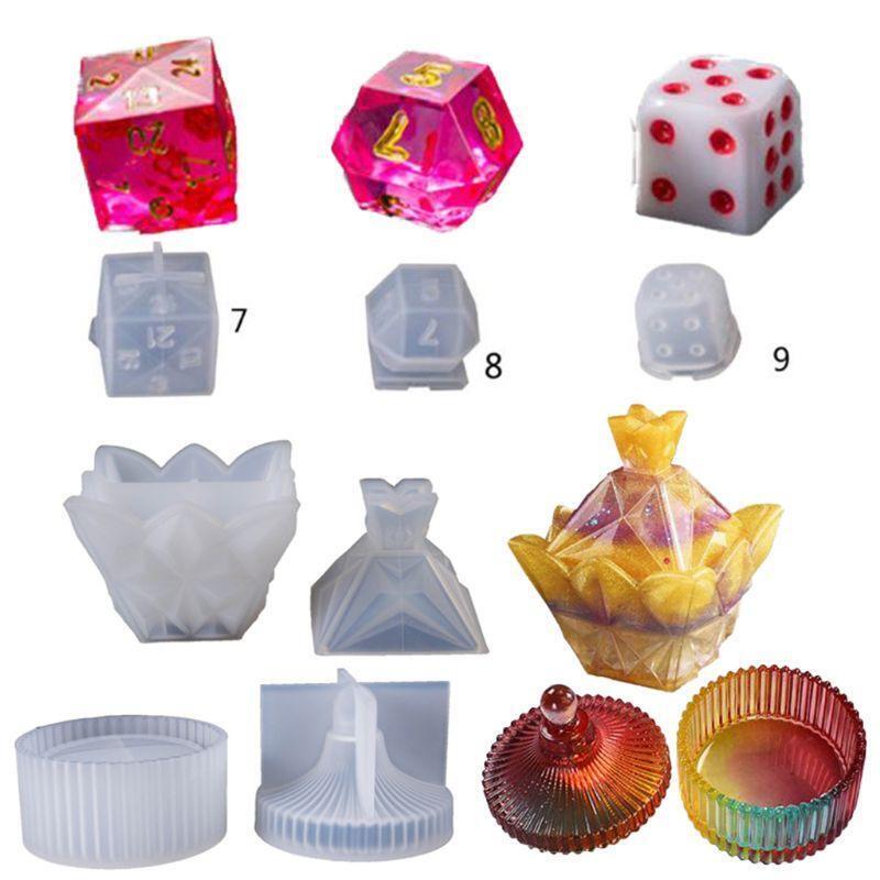 Diy Crystal Epoxy Mold Dice Fillet Pyramid Cylinder Jewelry Epoxy Mould