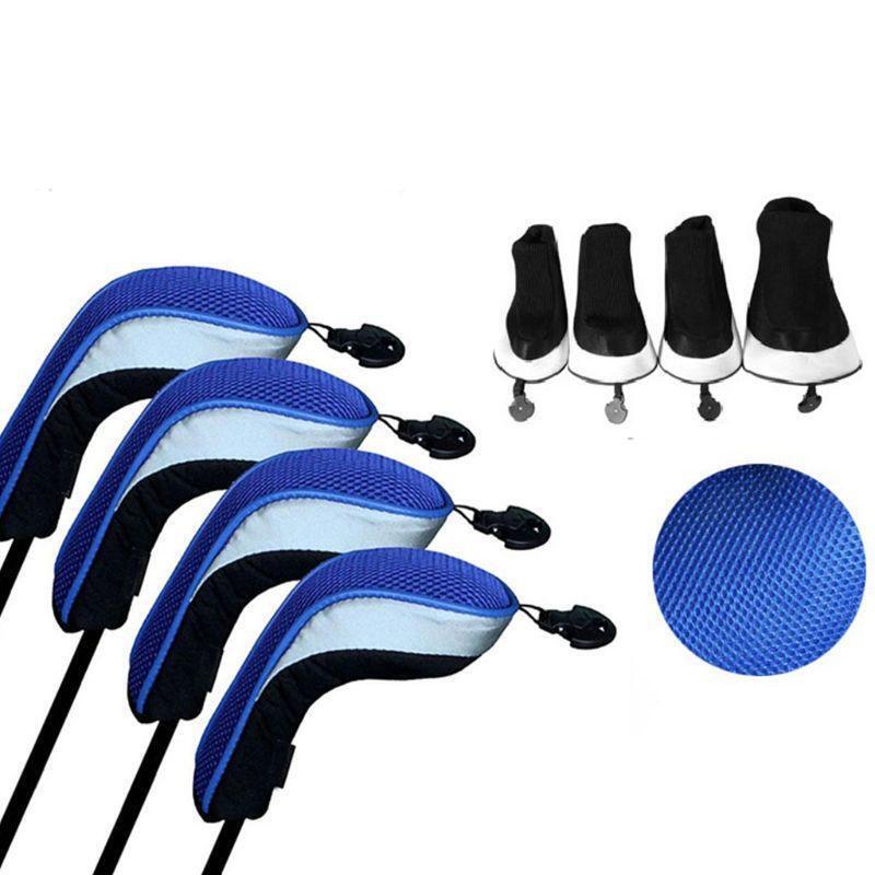 4 Pcs High Elastic Breathable Golf Club Head Covers Long Neck Interchangeable