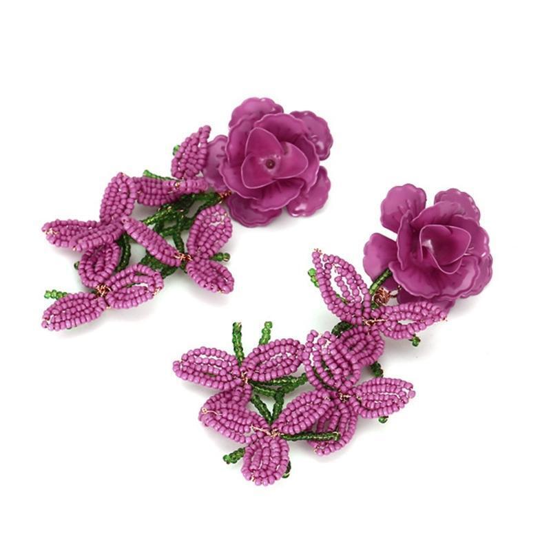 Stylish Woven Blossom Stud Earrings Handmade Alloy for Mother Wife Lover Gift