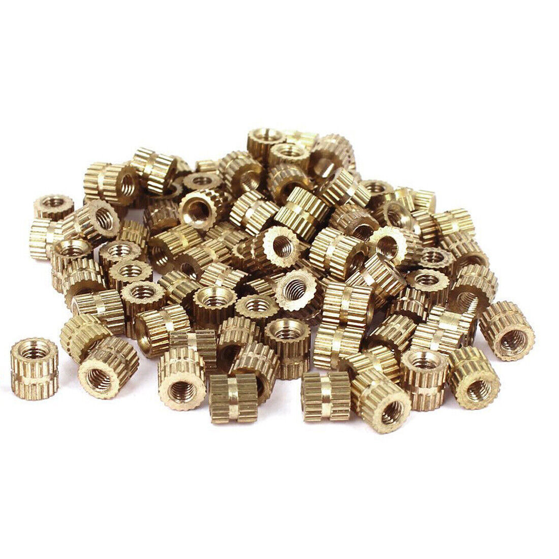 M3x5mm Brass Female Threaded Knurl Insert Embedded Nut Fastener 100pcs