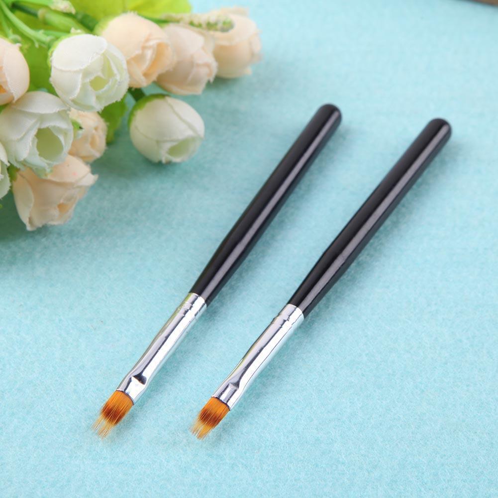 2Pcs Nail Art Gel Pen Brush Drawing Painting Wood Handle Manicure Tool