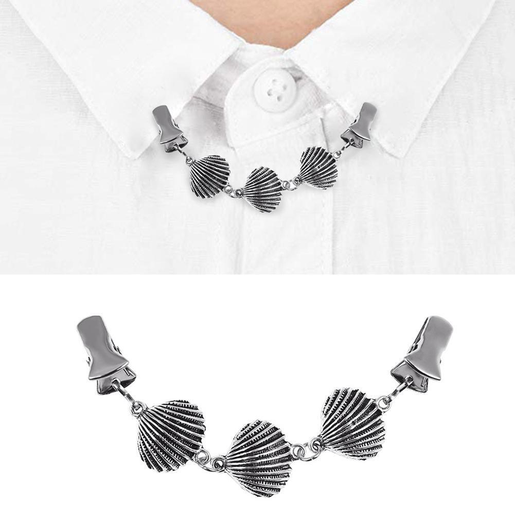 Beach Chain Collar Clips Women Cardigan Sweater Pin Jewelry Gift (Shell)