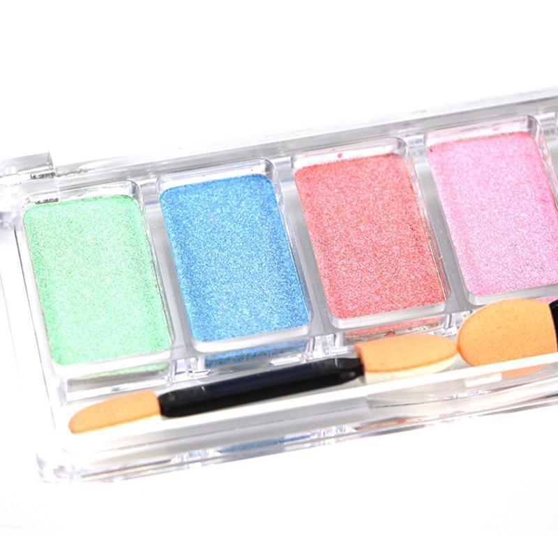 Holographic Solid Eyeshadow Aurora Glitter Powder Palette For UV Gel Nail 6Color