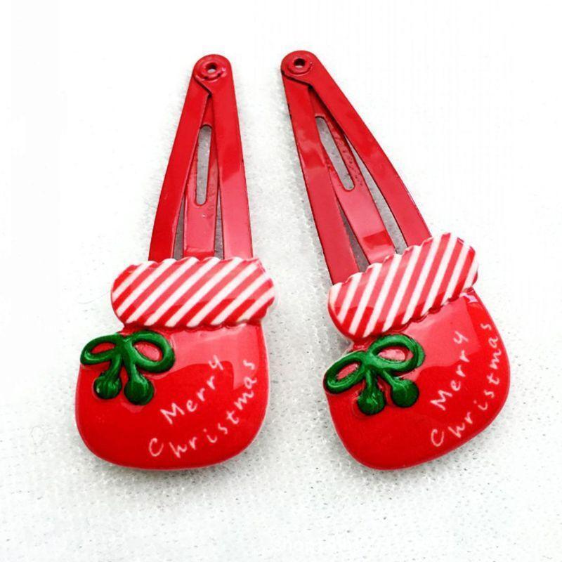 Metal Barrettes Snap Hair Clips for Girls Women Cute Christmas Santa Hairpins