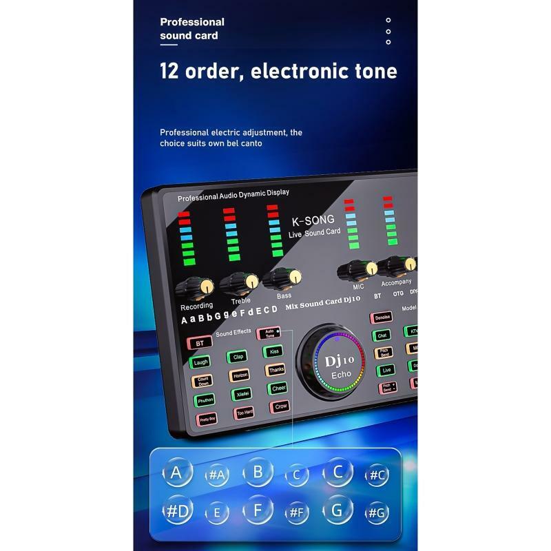 Bluetooth-compatible Connect Phone Audio Mixer Sound Card Multiple Sound Effect