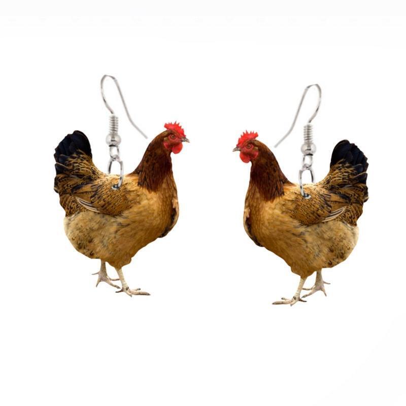Explosive Simulation Metal Animal Chicken Earrings Studs Earrings Ear Jewelry