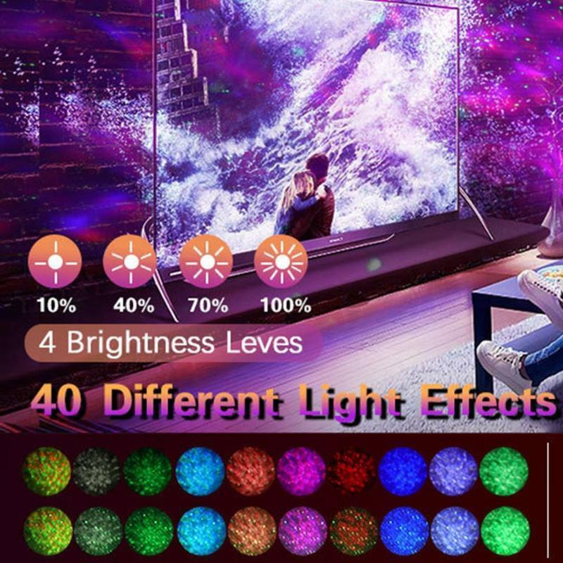 Car USB LED Star Night Light Projector Atmosphere Lamp Star Voice Control Lights