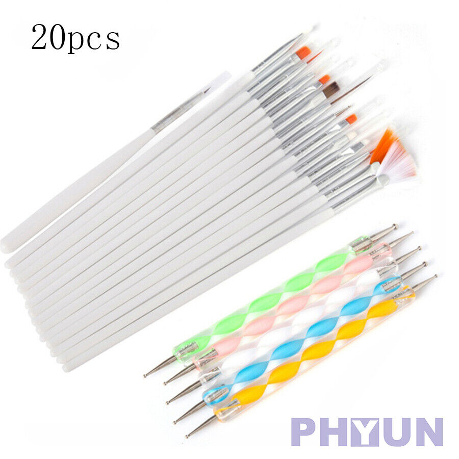 20pcs/set Nail Art Gel Design Pen Painting Polish Brush Dotting Drawing Tool Set