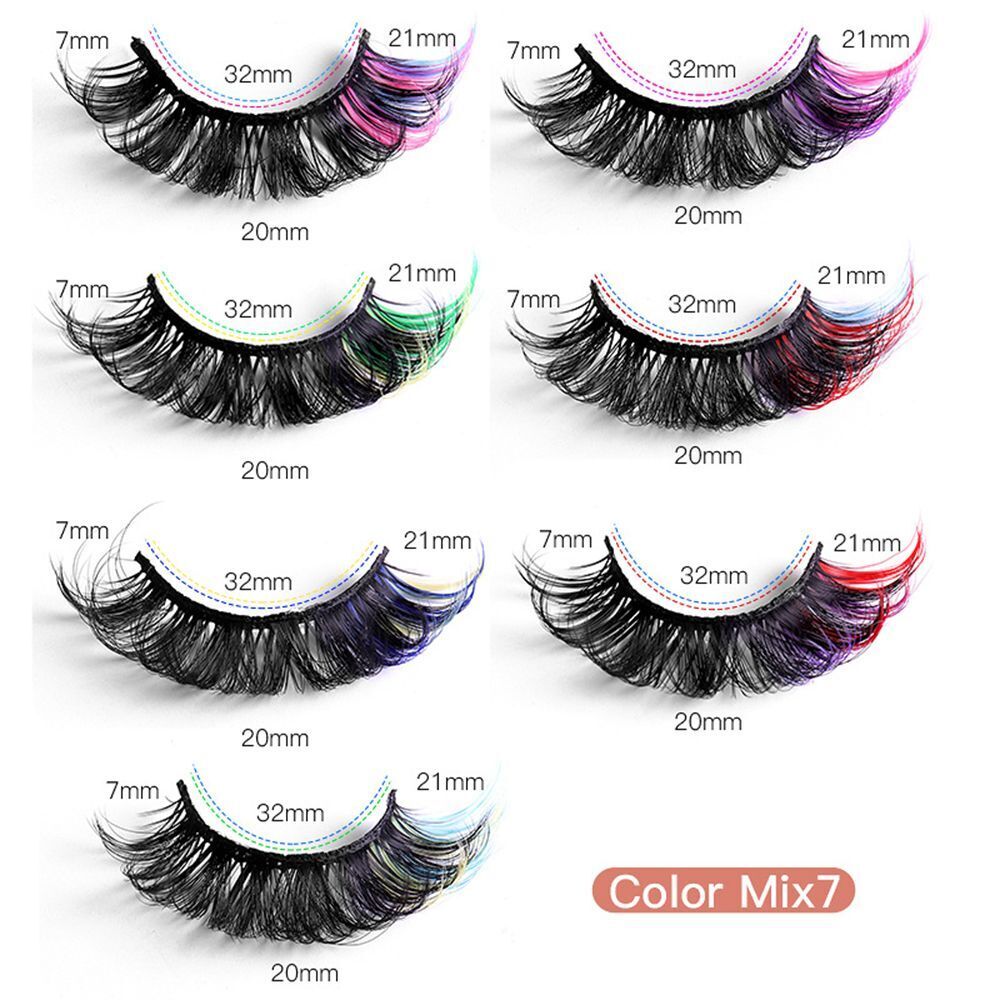 Eyelashes Dramatic Fluffy Mixed 7 Color DD Curl False Eyelahes 8D Mink Lashes