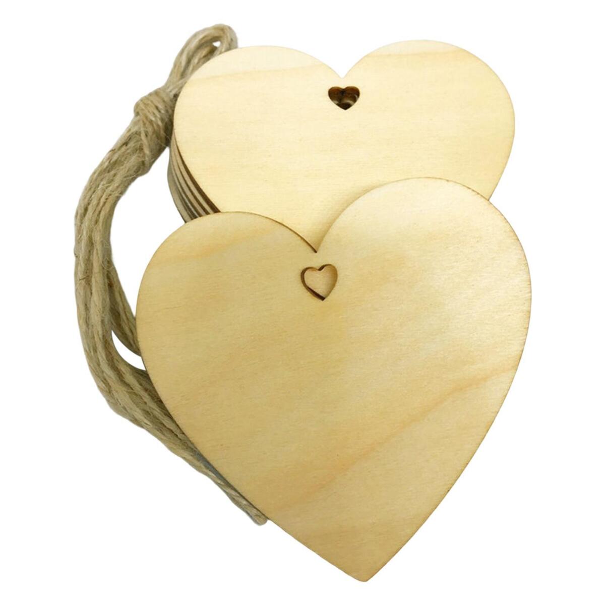 10 Pieces Unfinished Wooden Heart Slices Christmas Discs Wedding