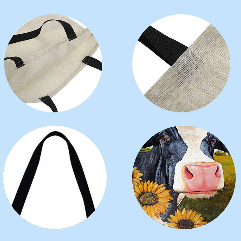 Sunflower cow Printed Shoulder Shopping Bag Casual Large Tote Handbag