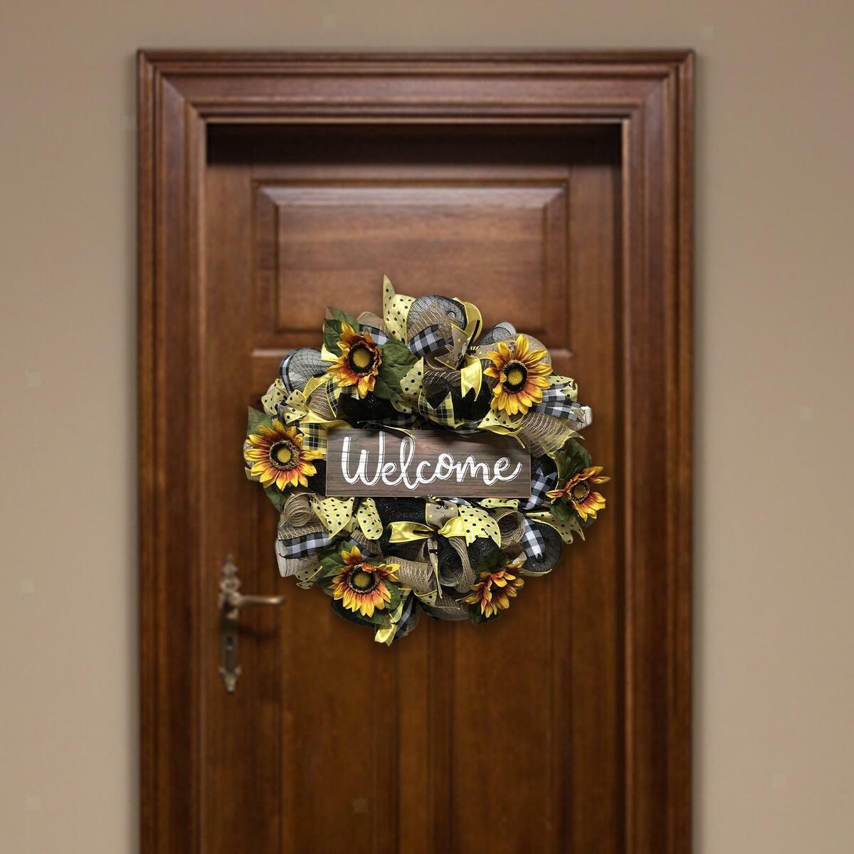 13.78inch Sunflowers Wreath Floral Wreath for Festival Celebration Wedding
