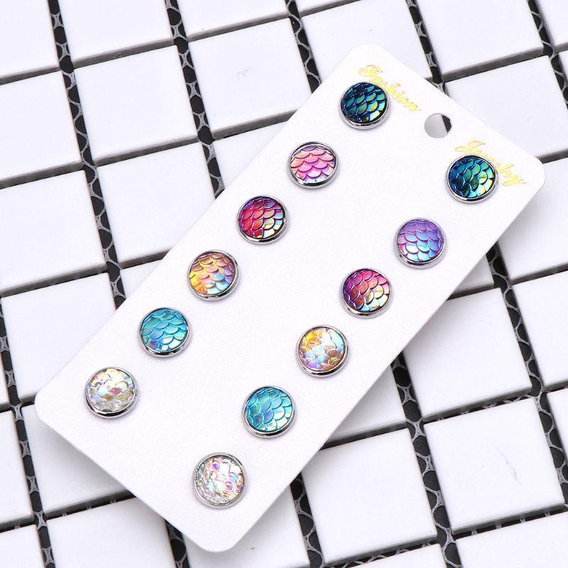 Beautiful Fish Pattern Stud Earrings 6 Pairs/Set Popular Earrings for Daily Wear
