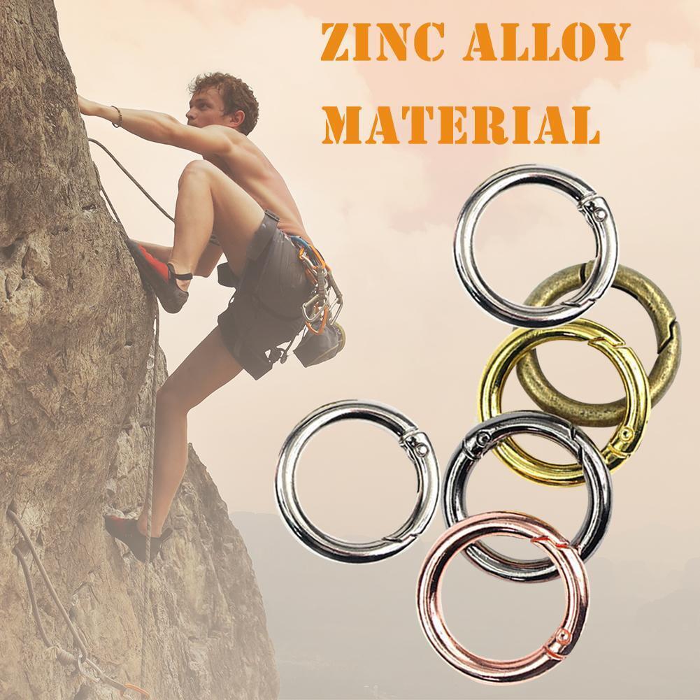 6pcs Zinc Alloy Spring O-Ring Buckles Clips Climbing Carabiner Random Color