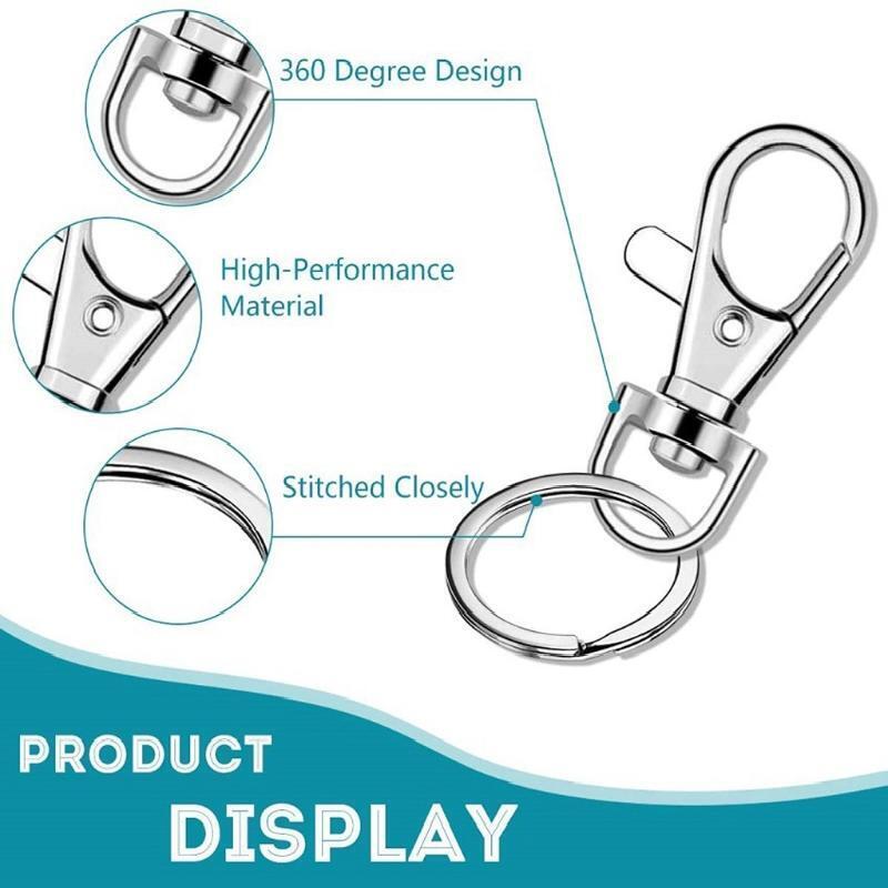 100x Keychain Hooks with Key Rings Keychain Clip Hooks with Rings Jewelry Making
