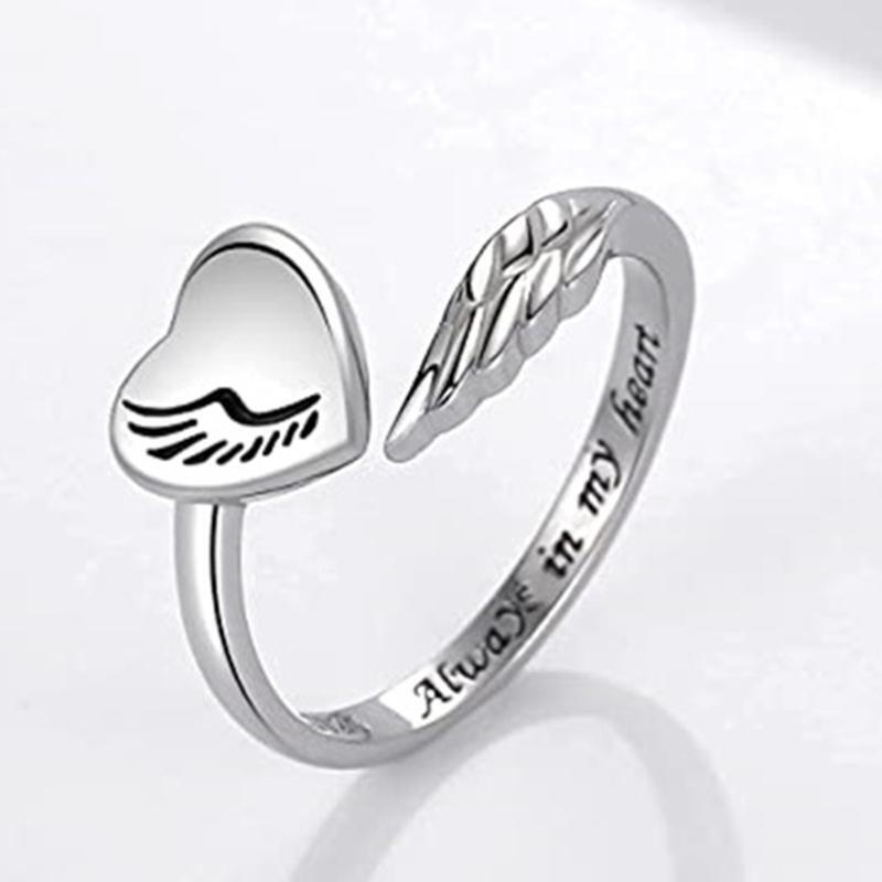 Adjustable Angel Wings Ring Letter Heart-shaped Index Finger Rings Alloy Rings