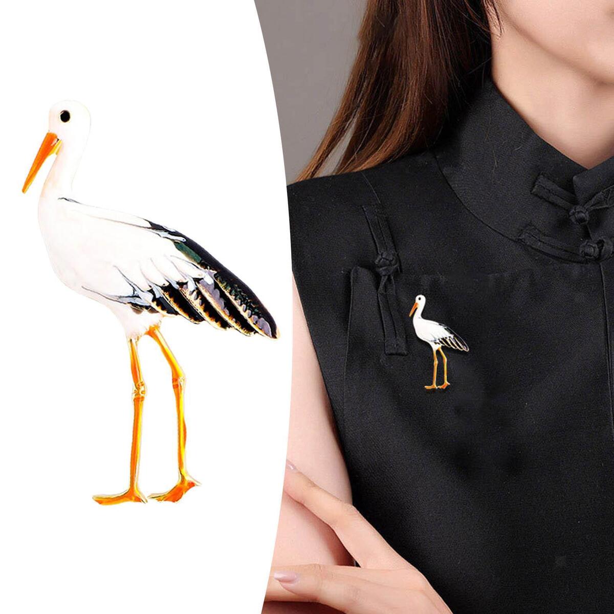 Crane  Brooch  Accessories Unique Jewelry for Business suits Hat