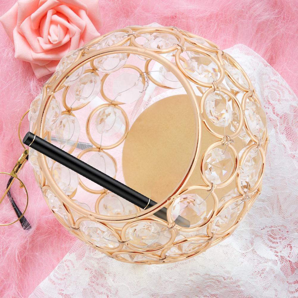 European Style Round Crystal Makeup Brush Storage Box Jewelry Organizer