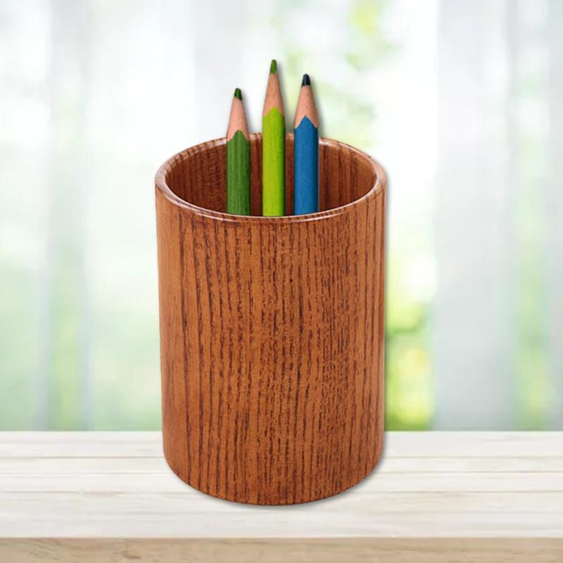 Multipurpose Wooden Round Pen Holder Chopsticks Organizer Eco-Friendly Utensil