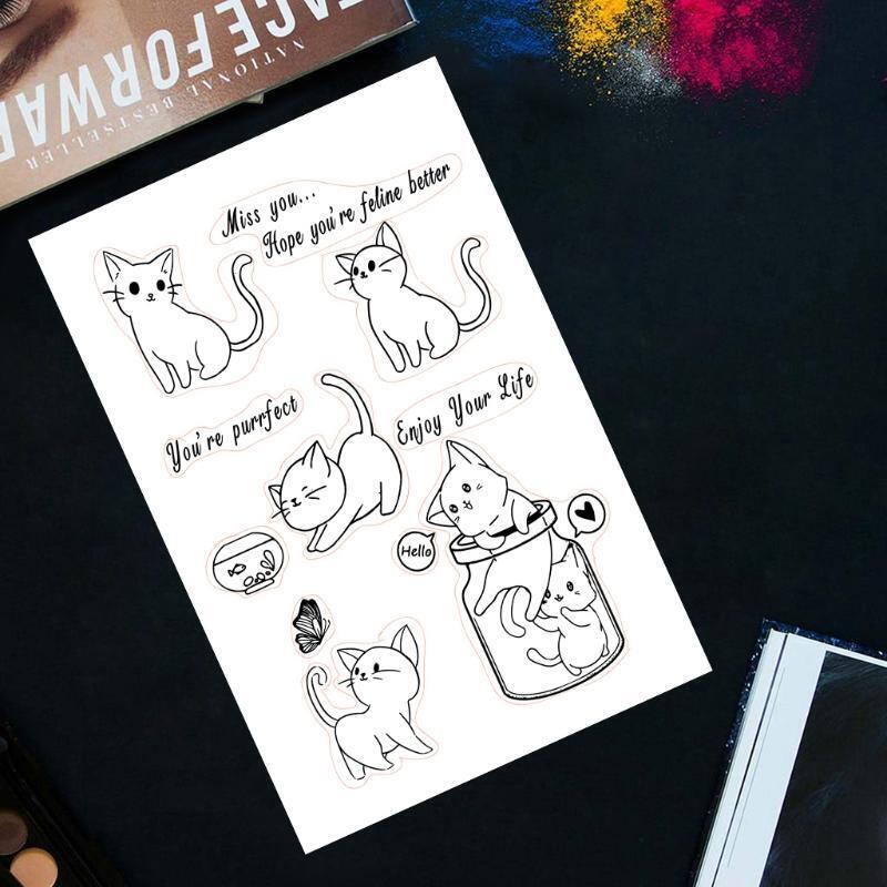 Cute Cat DIY Silicone Clear Stamp Cling Seal Scrapbook Embossing Album Craft