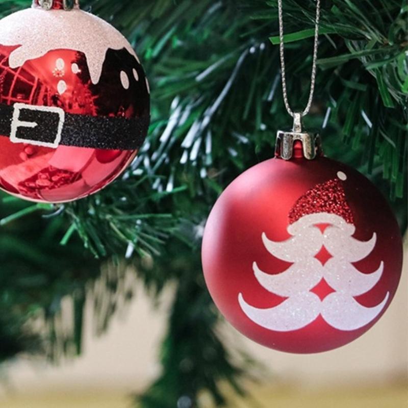 9pcs 6cm Plastic Ball Christmas Ornament Xmas Tree Hanging Pendant Desktop Decor