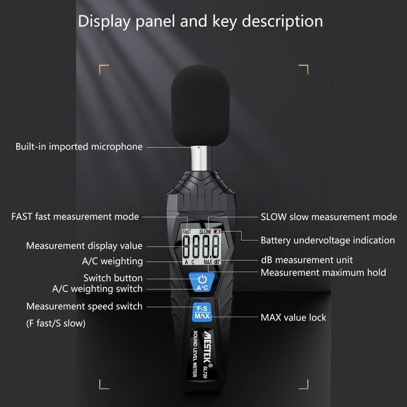 Dual Mode Sound Monitor Decibel Meter Noise Level Meter LCD Display 30-130dB