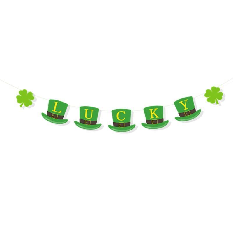 Saint Patricks Day Decors Shamrock Four Leaf Banner Flag Ballon Cake Toppers