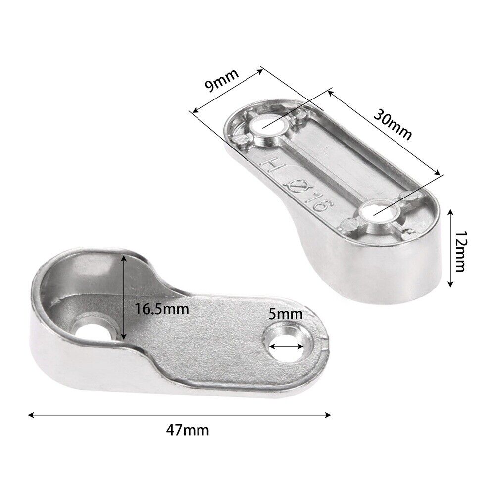 10Pcs Wardrobe Tube End Support Closet Rod Pole Bracket Thickening Holder 16mm