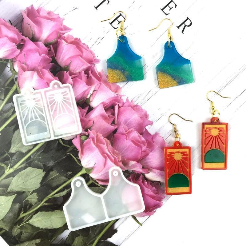 Sunshine Love Heart Earrings Epoxy Mold DIY Pendant Silicone Mold Keychain Decor
