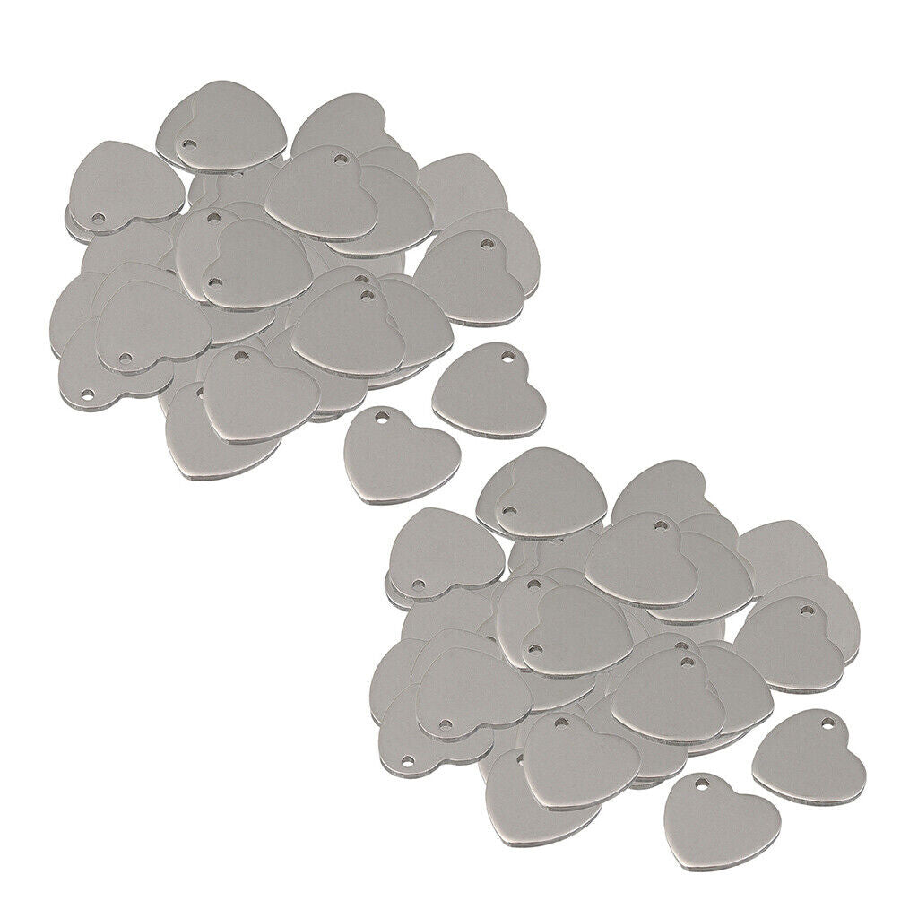 100 * 14mm  Flat Heart Blank Stamping Charms Tag Pendants Jewelry Making