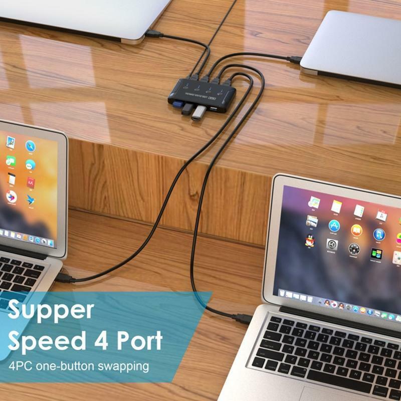 USB2.0 KVM Switcher Box Printer Sharing Switch 4 Computers Sharing 4 USB Devices