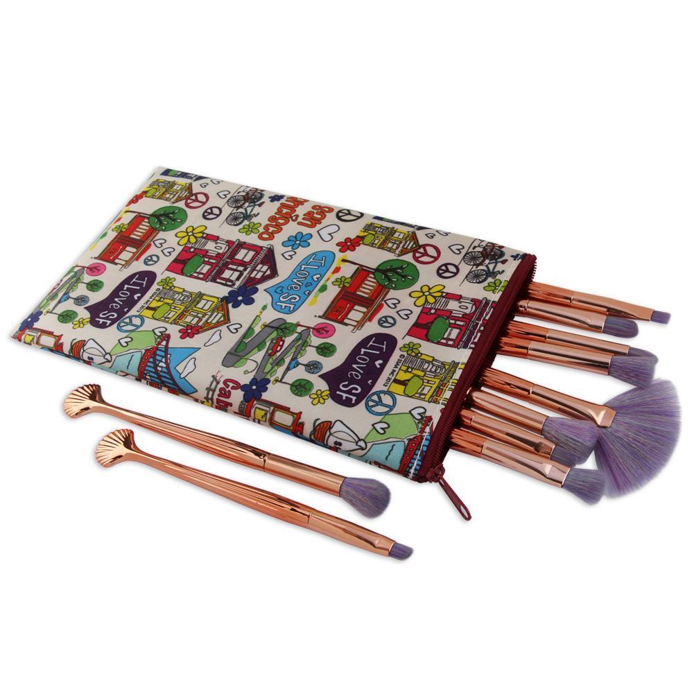 Portable Large Cosmetic Storage Bag Exquisite Print Vertical Makeup Bag(4)