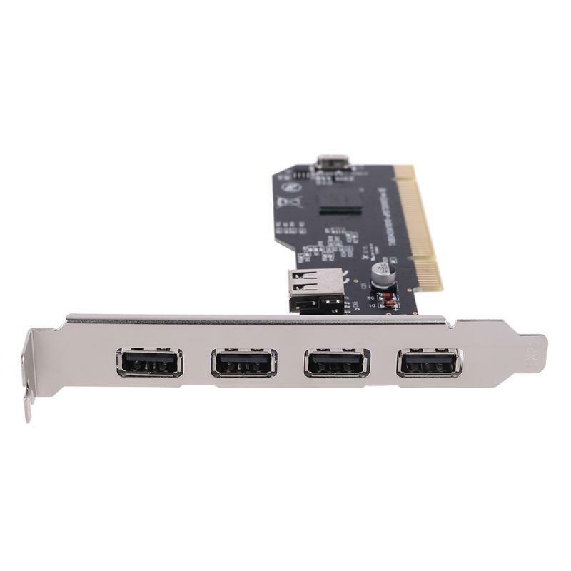 5 Port USB2.0 PCI Hub Controller Expansion Card 480Mbps Desktop Converter Driver